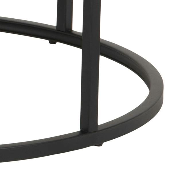 Wyld Haus Odense Wild Oak Effect Round Nesting Coffee Table Set Black Metal Legs