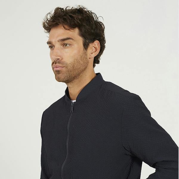 Brave Soul Navy Seersucker Bomber Jacket - Navy Image 4