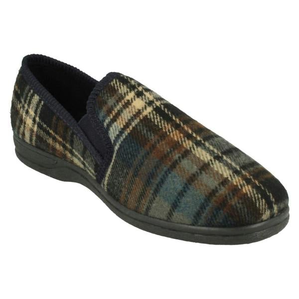 Mens Slippers Checked Pattern Full Slipper - Noah