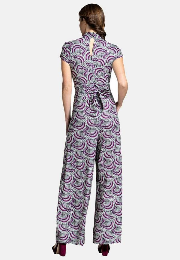 HotSquash V Neck Wide Leg Jumpsuit with Cap Sleeves