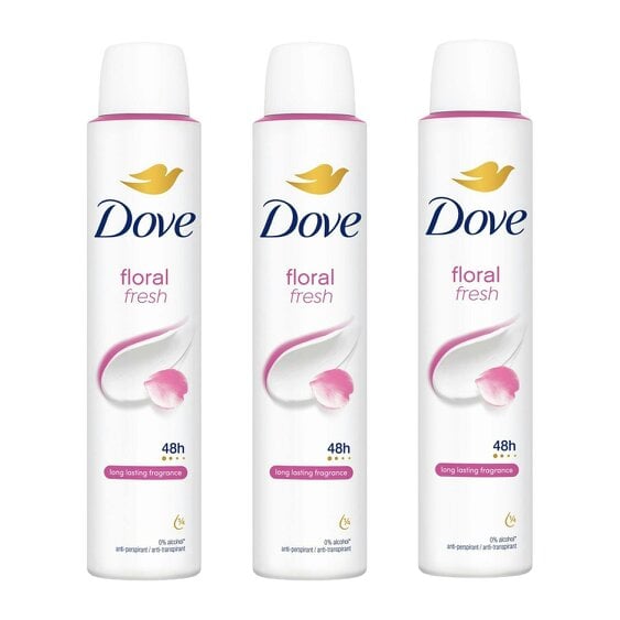 Dove Anti-Perspirant Deodorant Floral 3x200ml, 48H Sweat Protection for Women
