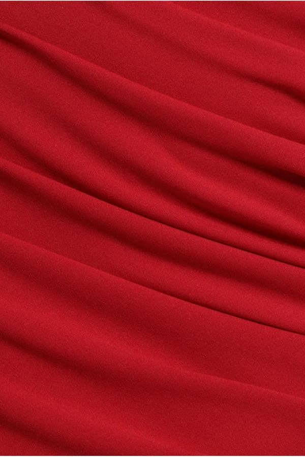 Pleated One Shoulder Bardot Fit And Flare Maxi Dress - Red DR4909