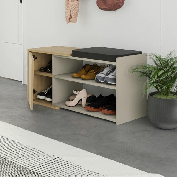 Decortie Modern Fiona Shoe Bench with Storage Space up to 6 Pair Shoes 104.6(W)cm