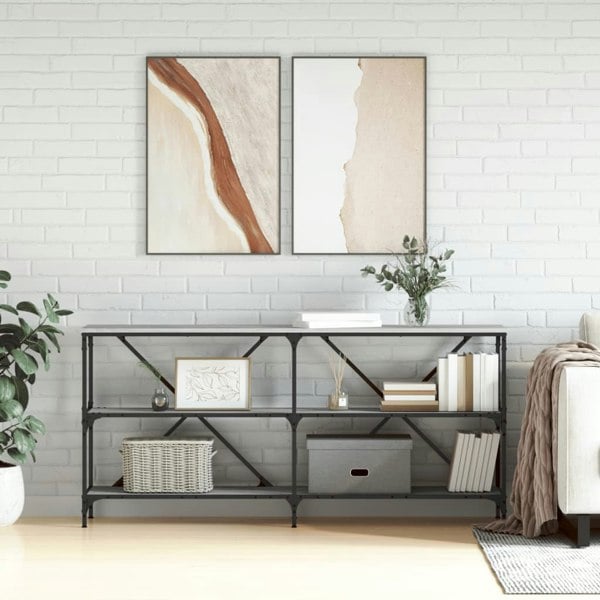 Berkfield Console Table Grey Sonoma 160x30x75 cm Engineered Wood and Iron