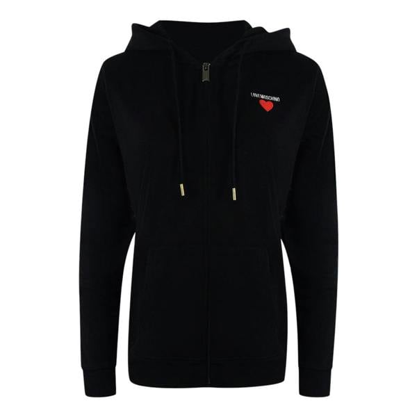Moschino Love Moschino Small Bold Heart Logo Black Zip Hoodie