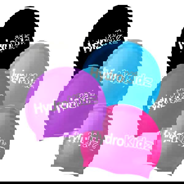 Vibrant HydroKidz high quality silicone swim cap sets of 4