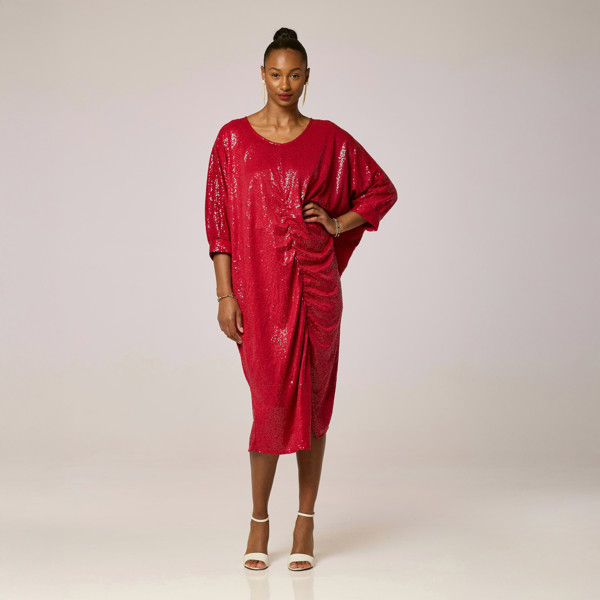 Lioness by TF Sequined Midi Dress - Cherry Red