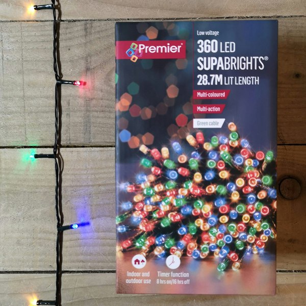 Samuel Alexander 360 LED 28.7m Indoor Outdoor Christmas Multi Function Mains Operated String Lights with Timer in Multicoloured