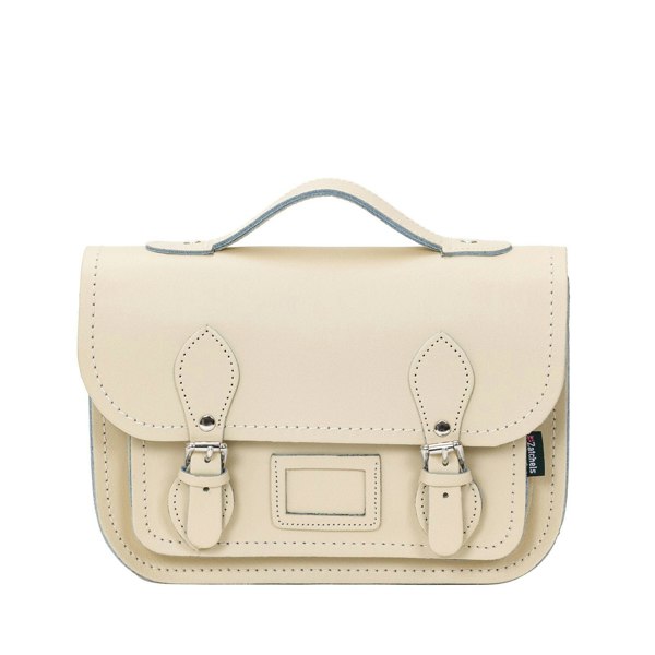 Pastel Cream Leather Midi Satchel - Midi Satchel - Zatchels