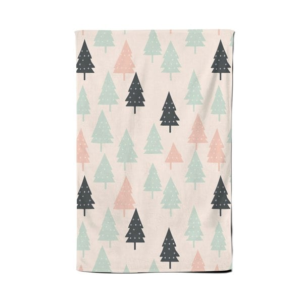 Warren Reed Christmas Tree Silhouette Pattern Tea Towel