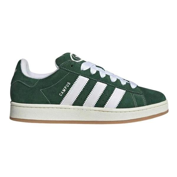 Adidas Unisex Adult Campus 00s Leather Flat Trainers - Dark Green/White - 