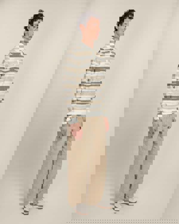 Larsson & Co Osterby - Stripe Knitted Long Sleeve Polo Shirt