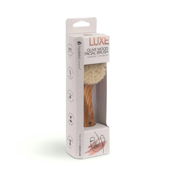 Hydréa London Premium Olive Wood Facial Brush - Super Soft Exfoliating Natural Bristle