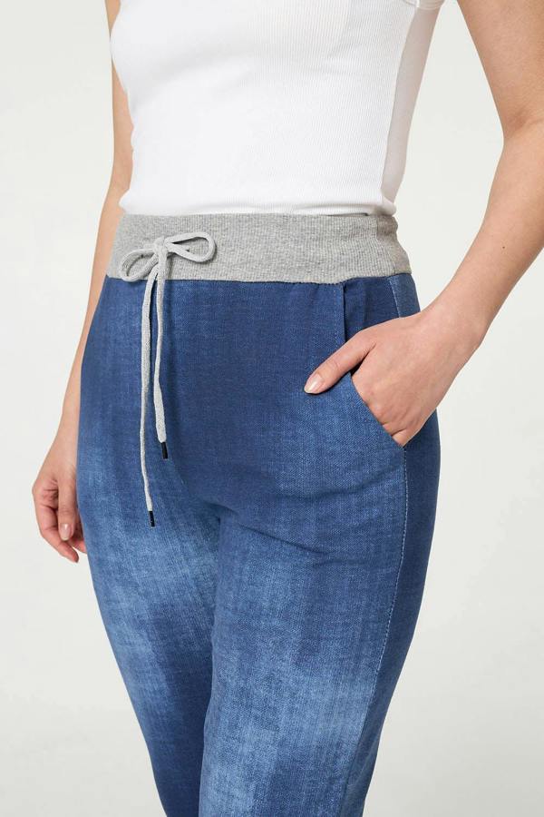 Blue | Contrast Texture Slim Cropped Jeggings