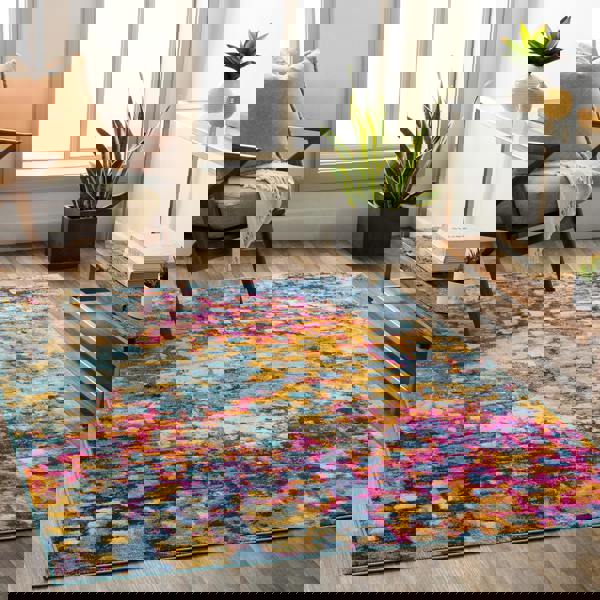 Livabliss Floransa-Abstract Pink Yellow Blue Grey Modern Marble Rug