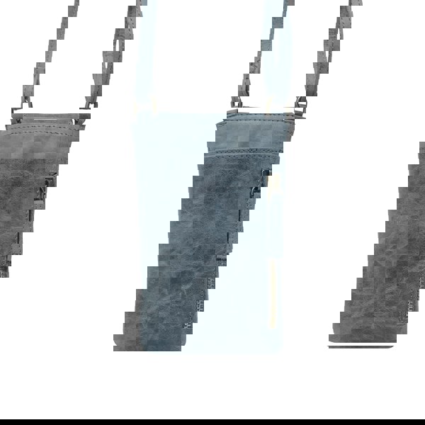 Real Hide Bags 'THEA' Denim Distressed Real Leather Mobile Phone Crossbody Bag