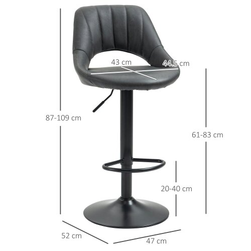Wyld Haus Dova Lure Faux Leather Grey Swivel Bar Stools Set Of 2 With Backrest And Footrest
