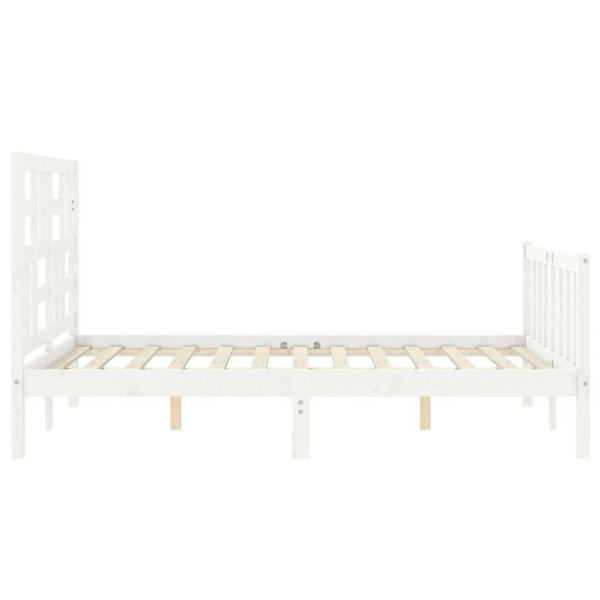 Berkfield Bed Frame with Headboard White 140x190 cm Solid Wood