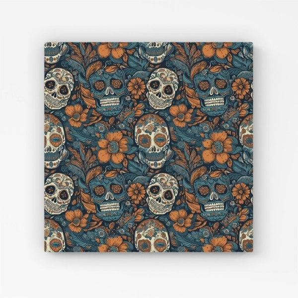 Warren Reed Dia De Los Muertos Skulls Pattern Canvas