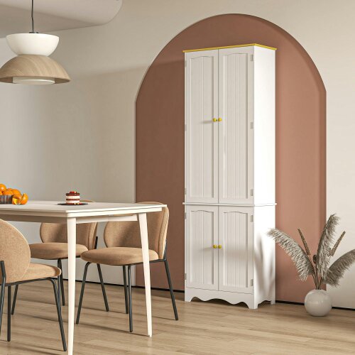 Wyld Haus Banodo 183cm Wooden White 4 Door Freestanding Kitchen Cabinet 4 Shelves