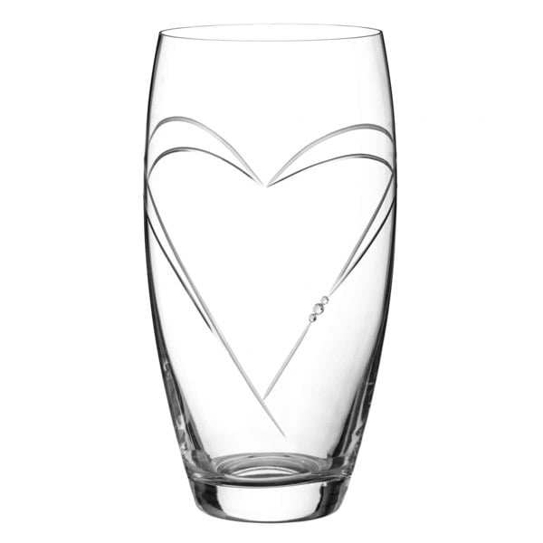 Diamante Heart in Heart Crystal Barrel Vase Adorned with Swarvoski Crystals - 26cm