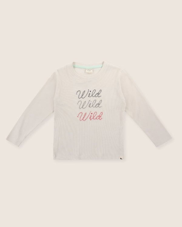 organic cotton White Wild Solgan Print Top - image 2