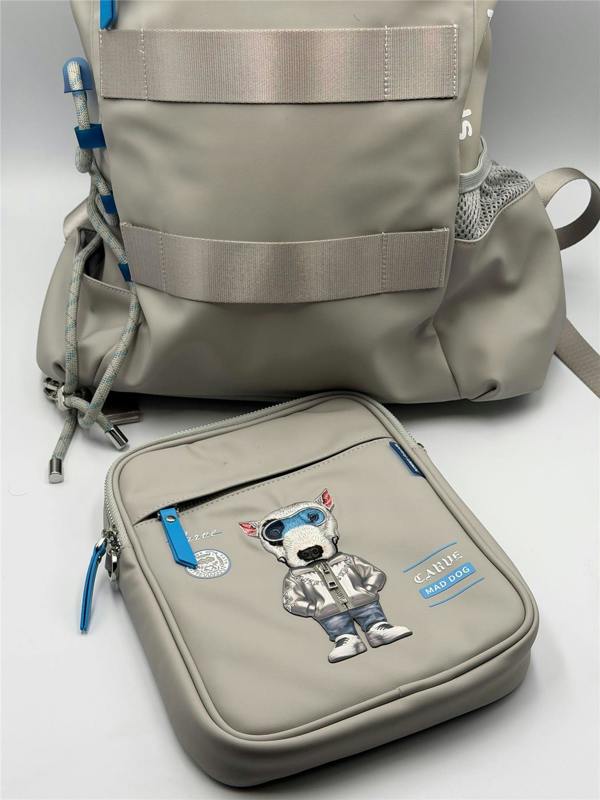 Nimmy Friends Nimmy Cool & Cute 2.0 Blue Terrier Dog Laptop Backpack with Detachable Pouch Grey - N-KM-DNBB-019