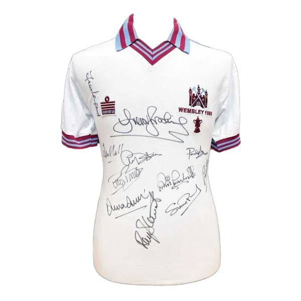 Unbranded West Ham United 1980 FA Cup Final shirt signed by 11 — Unframed