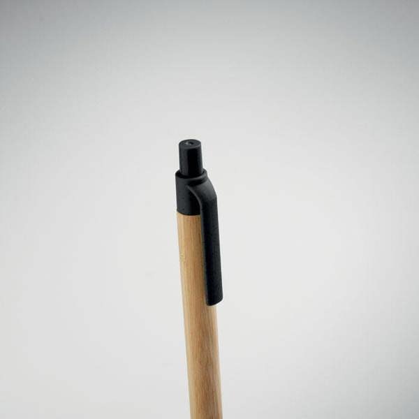 MidOcean Itea Colour Push Button Bamboo & Wheat Straw Ballpoint Pen - Black - 