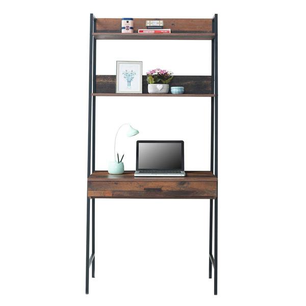 Timber Art Design Rustic Retro Ladder Bookcase Desk Shelving Shelf Unit 3 Tier