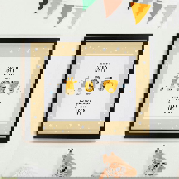 Personalised Memento Company Personalised Scandi Animals Black Poster Frame