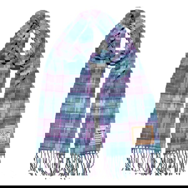 Pale blue check (Ferguson) Purple, Tan, and white check Tartan Scarf