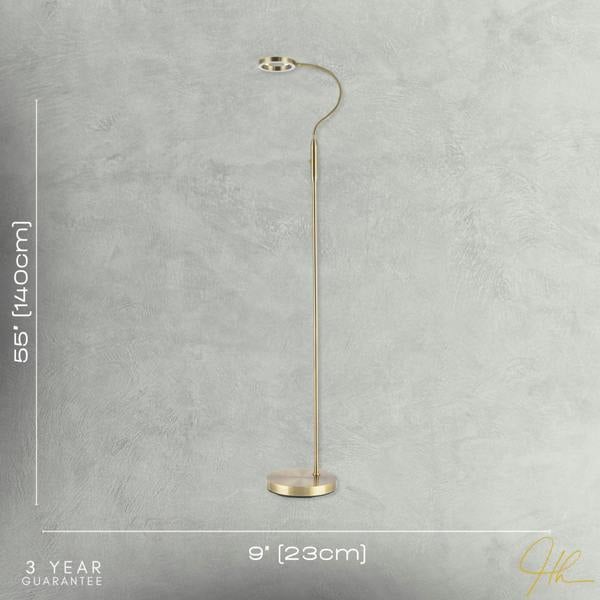 Modern Antique Brass Task Floor Lamp with LED Halo Ring and CCT Dimmer Image 7
