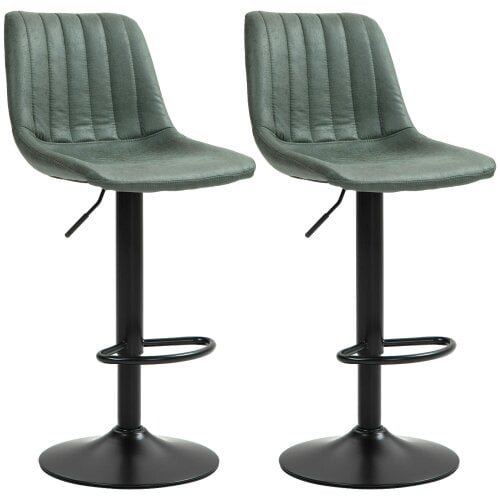 Wyld Haus Reli Fabric Green Retro Tub Style Bar Stools Set Of 2 With Padded Seats