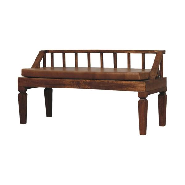 Artisan Furniture Solid Wood Bordeaux Leather Bench