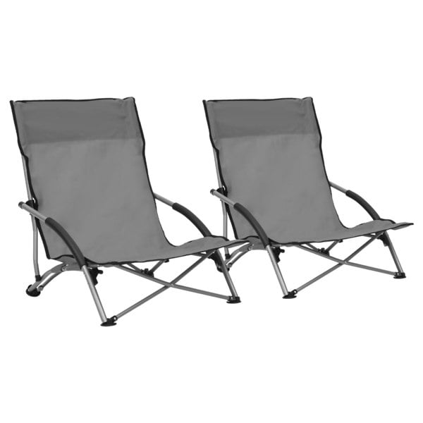Berkfield Folding Beach Chairs 2 pcs Grey Fabric