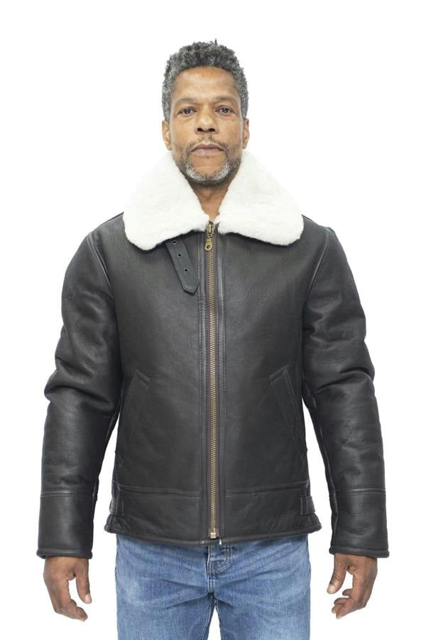 Infinity Leather Mens B3 WW2 Leather Sheepskin Aviator Flying Jacket-Charleston