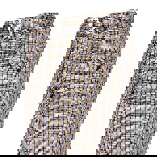 David WeJ Check Smart Trousers with Side Adjusters - Royal Cream