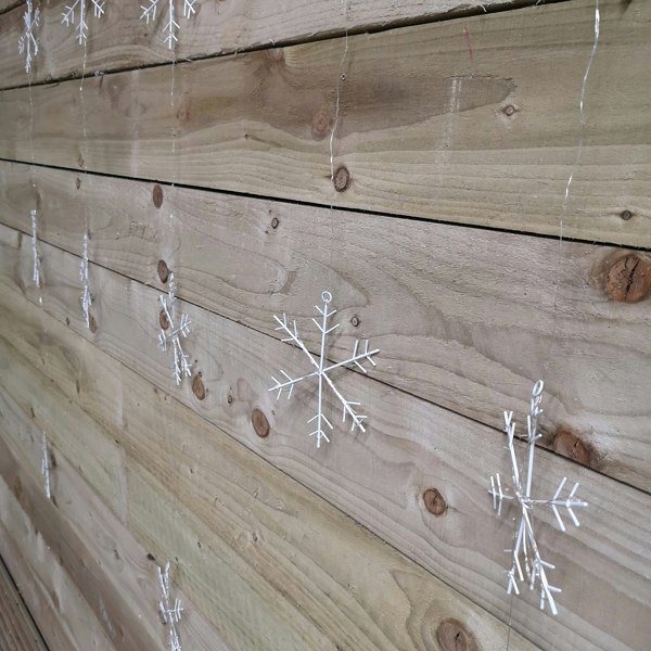 Samuel Alexander 390 LED 1.3m x 1.2m Christmas Snowflake Curtain Lights in Static Rainbow & Twinkling Orange