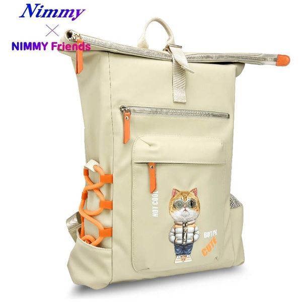 Nimmy Friends Glasses Cool Cat Laptop Backpack Khaki - N-KM-DNBB-05