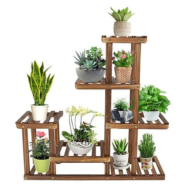 Neo 6 Tier Wooden Indoor Outdoor Shelf Plant Stand Display Rack