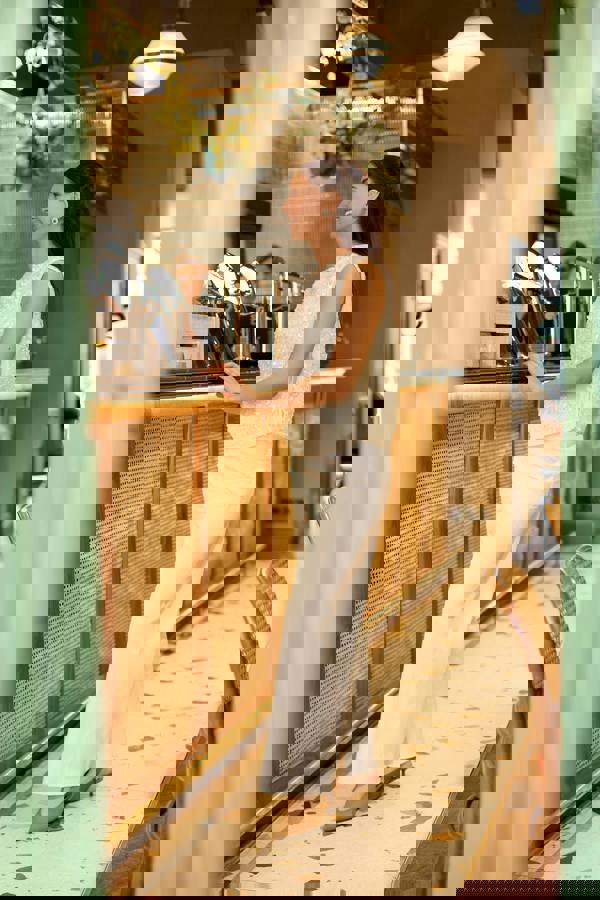 GWD Imara Floral Embroidery, Sheer Mesh Sparkle Top