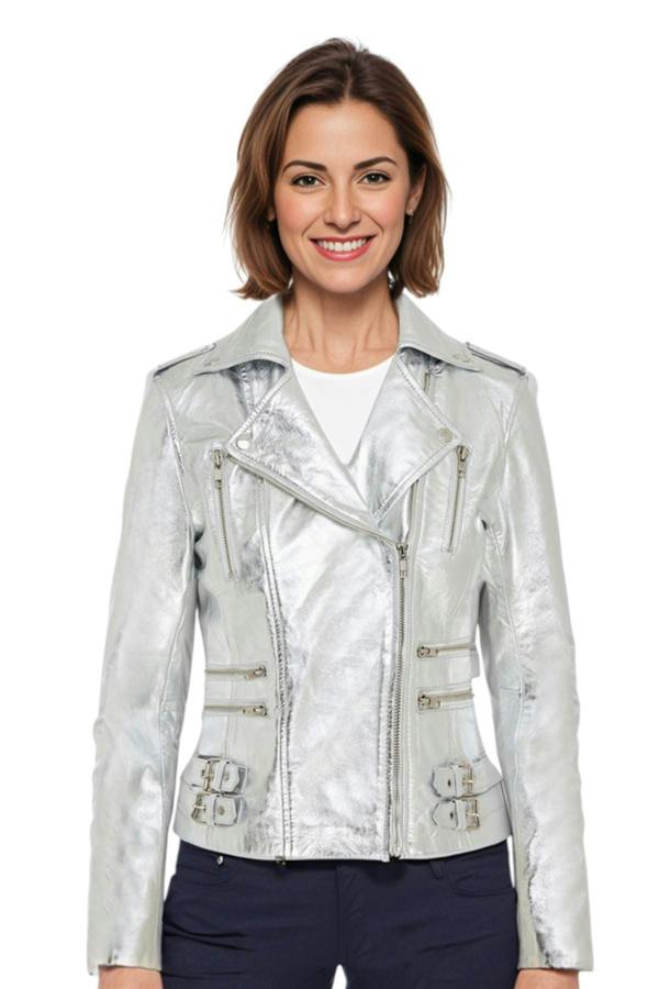 Infinity Leather Womens Leather Vintage Brando Biker Jacket-Orlando