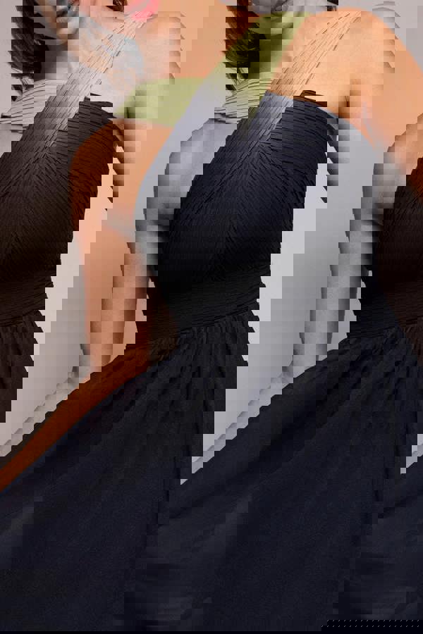 Ombre Cross Front Pleated Maxi Dress - Lime Ombre DR4188