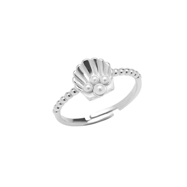 Spero London Scallop Shell Pearl Sterling Silver Ring