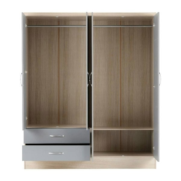 Seconique Nevada 4 Door 2 Drawer Mirrored Wardrobe