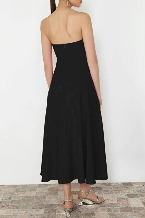 WOVCOR A-Line Strapless Woven Elegant Evening Dress