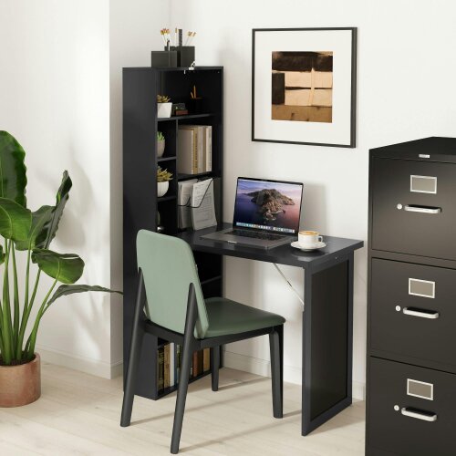 Wyld Haus Havizi 98cm Black 3 Section Work Desk With Chalkboard And Storage