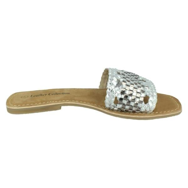 Leather Collection Ladies Leather Collection Flat Weave Mules F00272