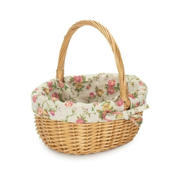 Buff Willow Oval Shopping Basket